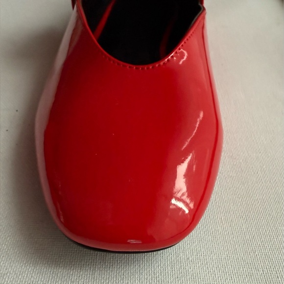 🆕 Joe Fresh | Red Patent Faux Leather Flats with Square Toe and Silver Buckles - Picture 5 of 8